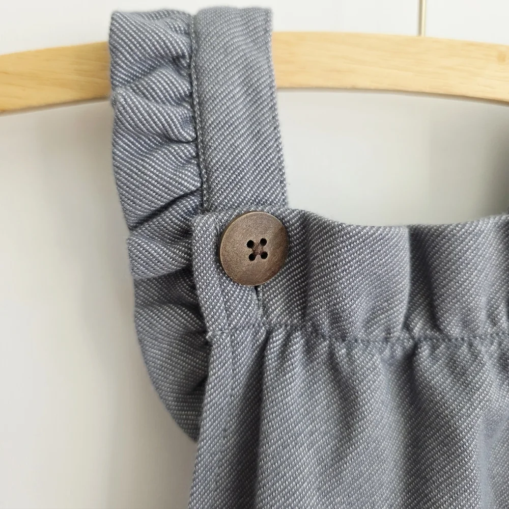 Milkbarn Grey Pinstripe Ruffle Cotton Blend Baby Overall 12-18 Months